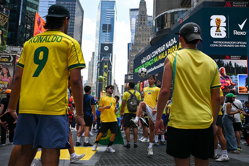 🎉 NY Turns Into Maracanã! Brazilian Supporters Storm Times Square